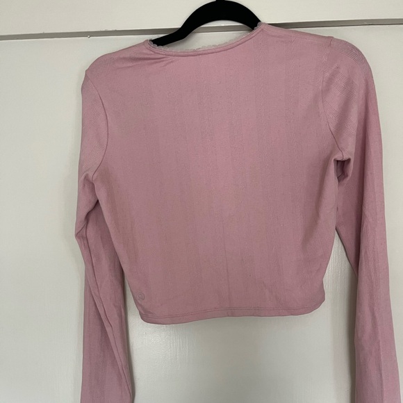 lululemon pointelle cotton cropped button shirt cardigan - Picture 4 of 5